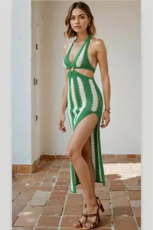 Women's Crochet Beach Cover Up Dress with Side Slit – Angel Croshet
