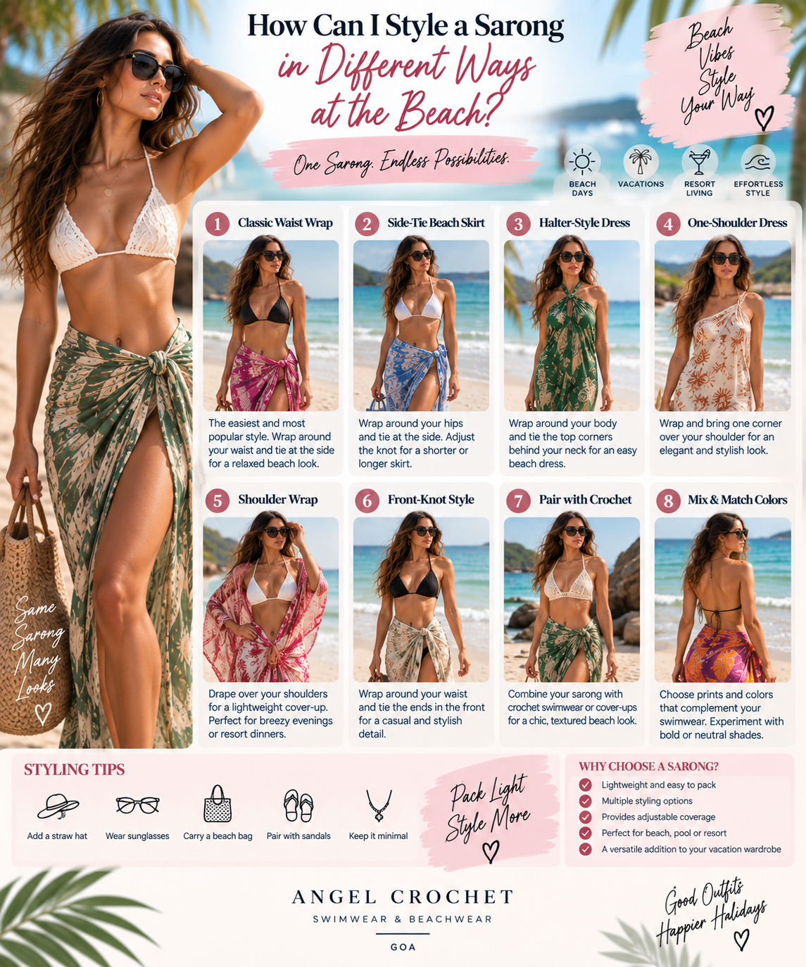 How Can I Style a Sarong in Different Ways at the Beach?