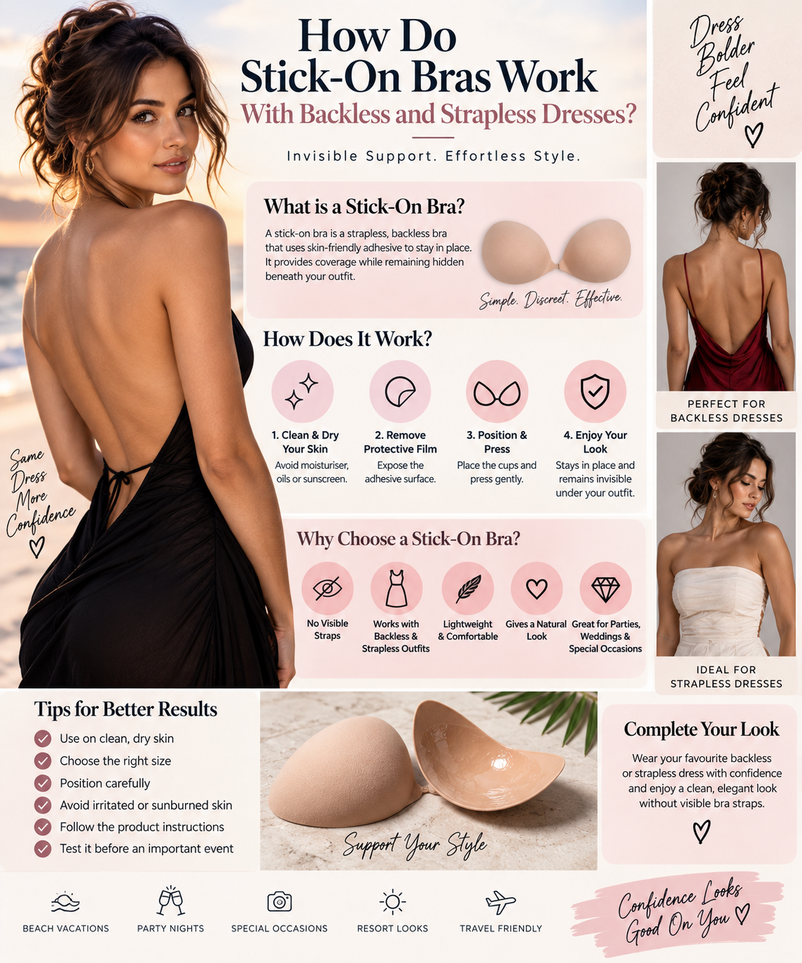 How Do Stick-On Bras Work With Backless and Strapless Dresses?