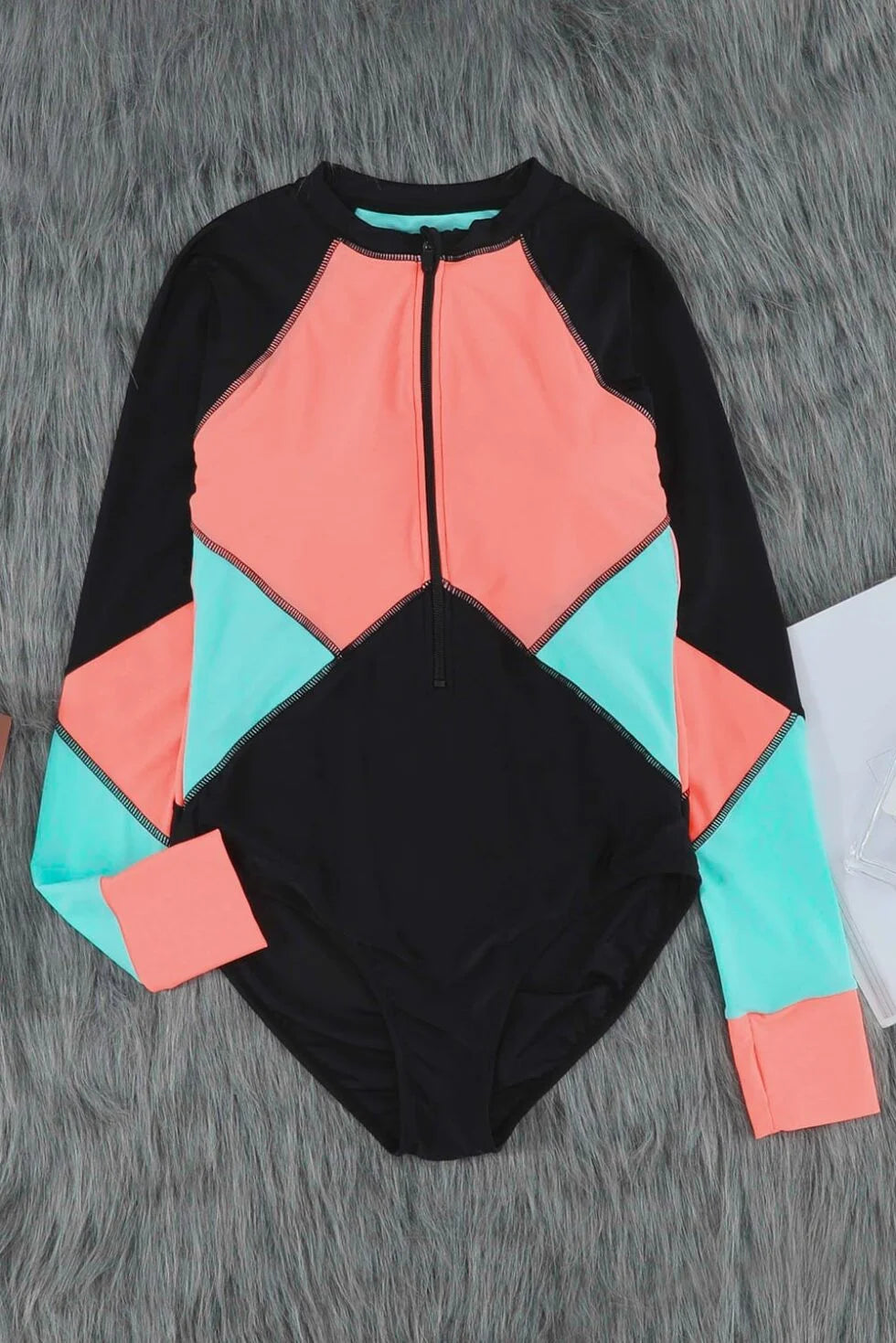 Colour Block Rashgaurd Swimsuit