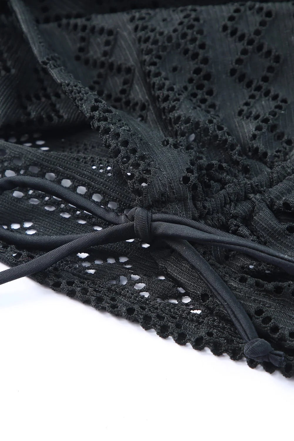 Colour Block Lace Drawstring Tie Tankini Set