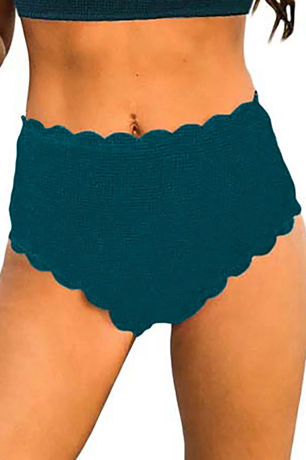 High Waist Scalloped Swim Bottoms