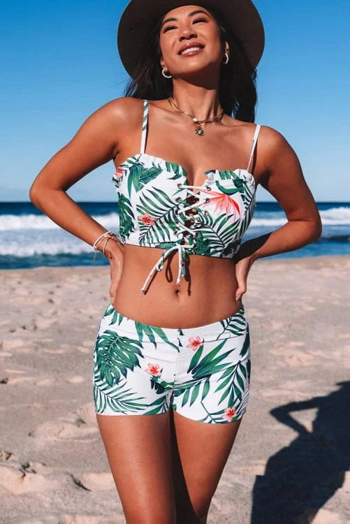 Palm Leaves Bikini with Shorts