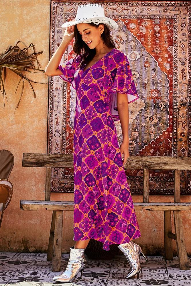 Bohemian Print Holiday Maxi Dress