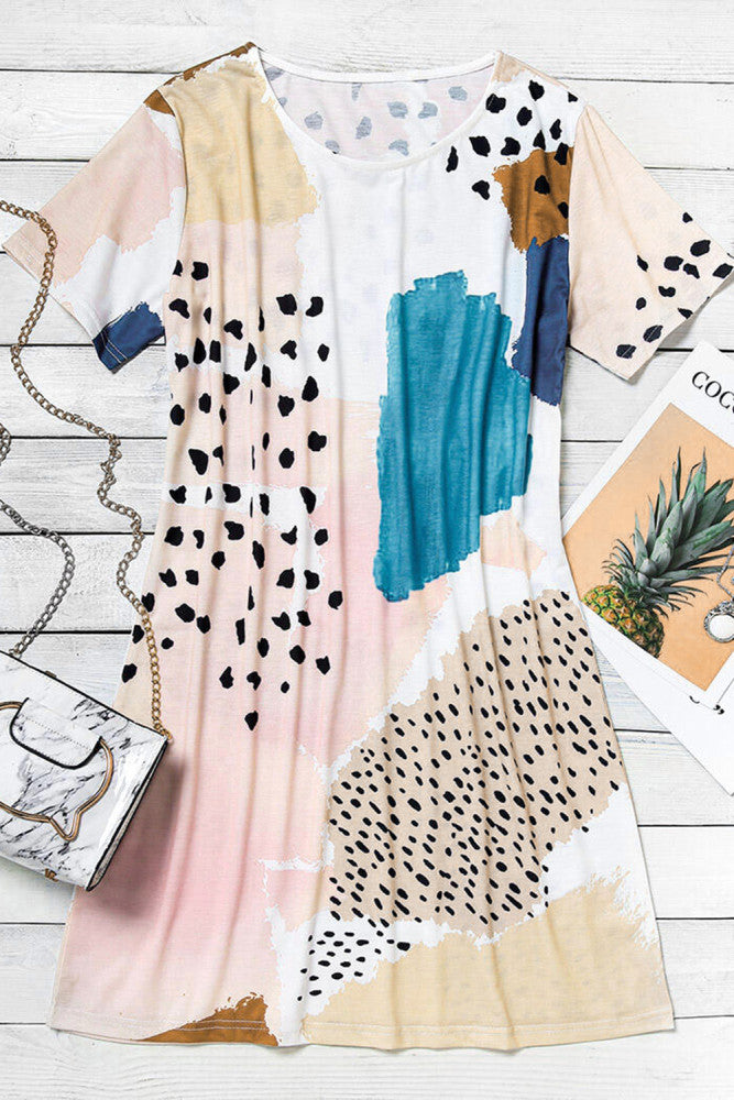 Leopard Colour Block Mini Dress