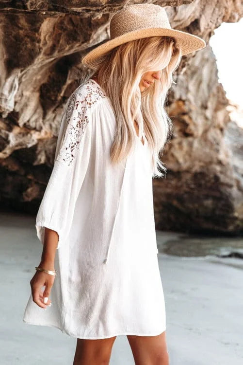 Lace Shoulder Beach Dress