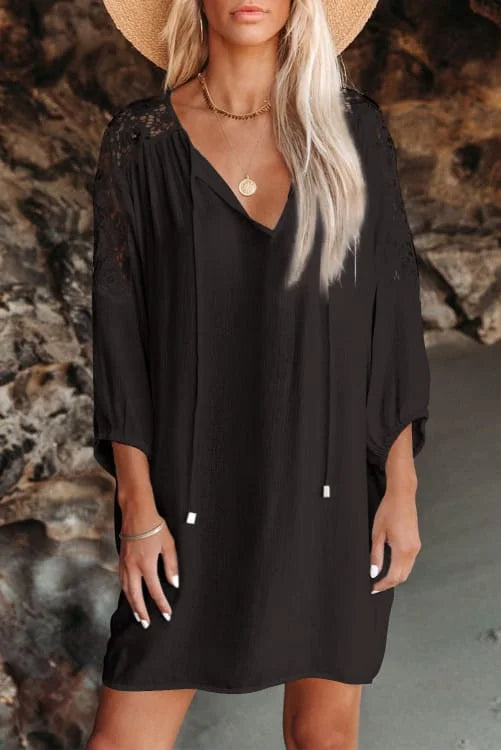 Lace Shoulder Beach Dress
