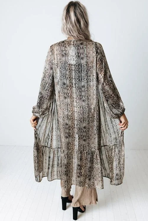 Snake skin Print Coverup Open Front