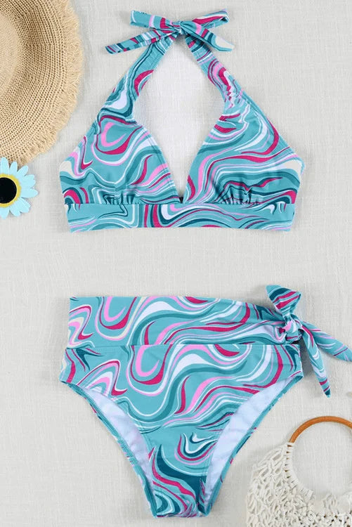 Swirl Halter High Waist Bikini