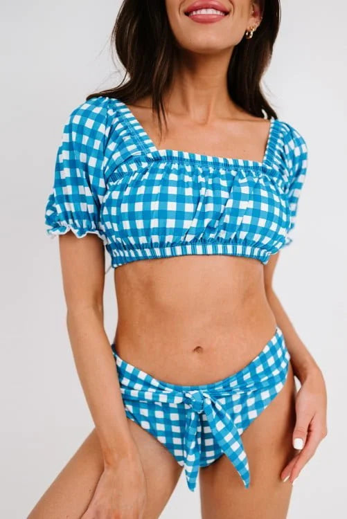 Gingham Crop Top Tie-Up High Waist Bikini