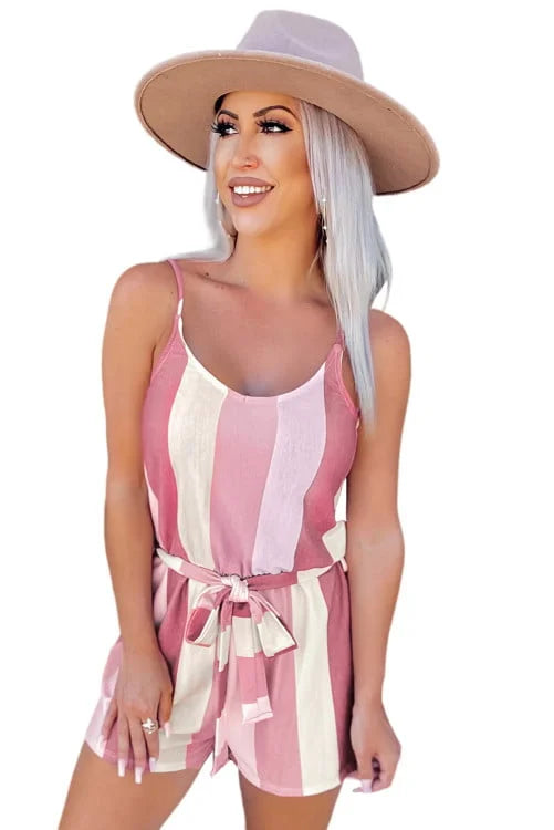 Vacay Ticket Striped Romper