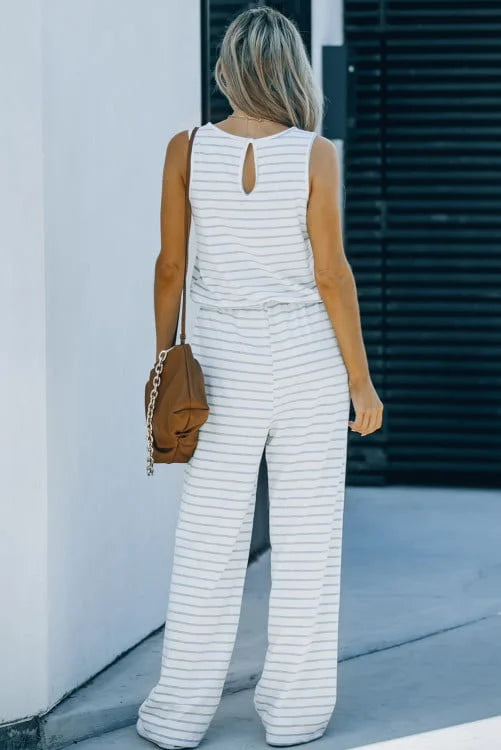 Striped Pocketed Jumpsuit