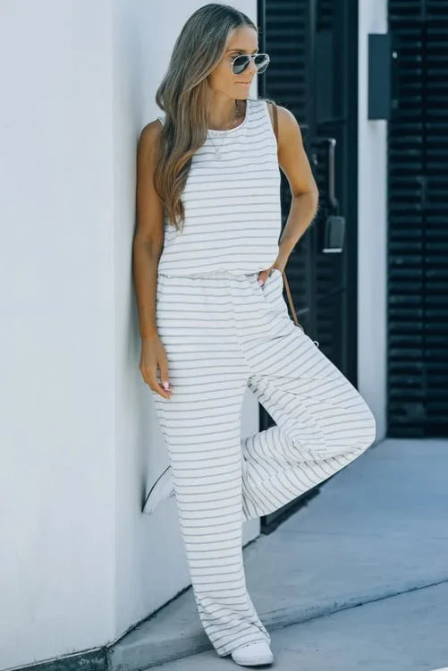 Striped Pocketed Jumpsuit