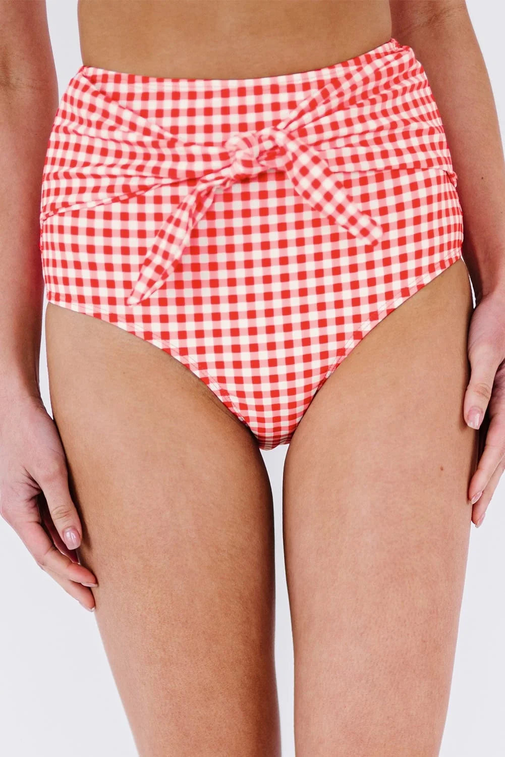 Fiery Plaid High Waist Bikini