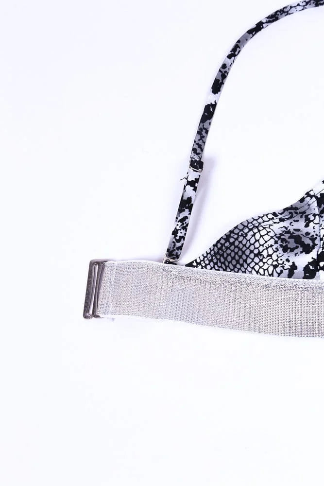 Snake Print Glitter High Waist Bikini