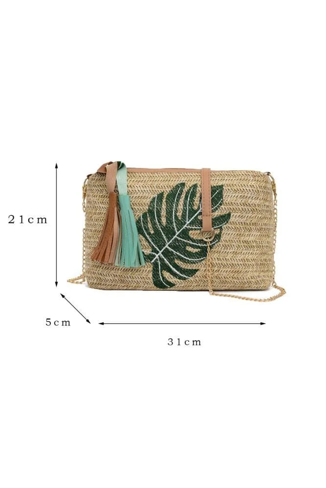 Palm Leaf Woven Crossbody Bag