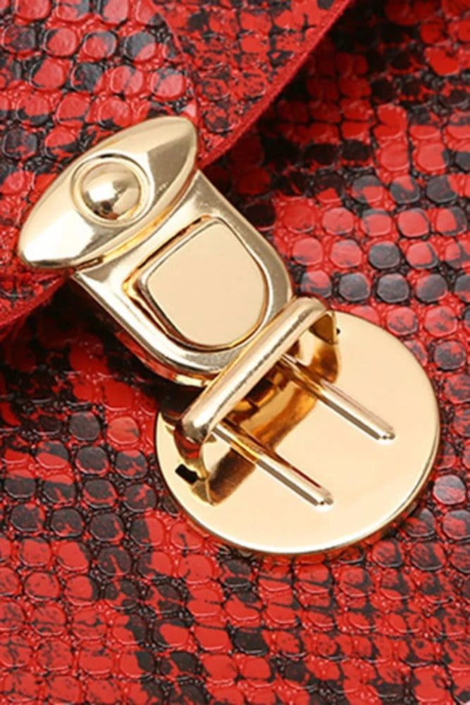 Snakeskin Print Chain Kelly Handbag