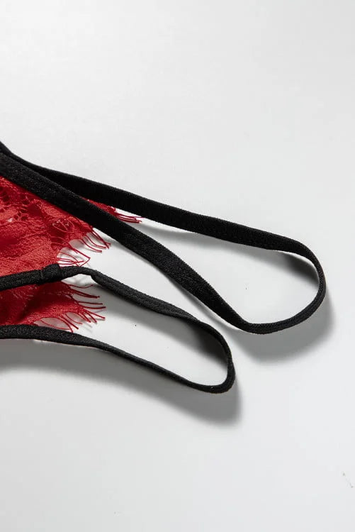 Eyelash Lace Bralette set with Garter Belt