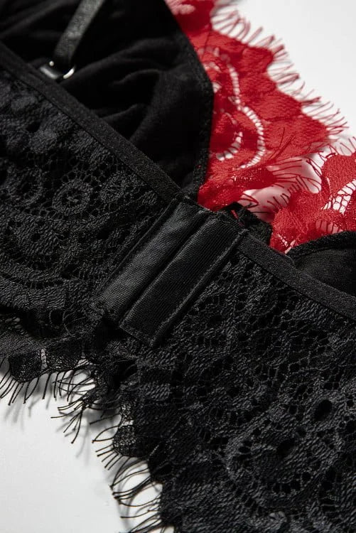 Eyelash Lace Bralette set with Garter Belt