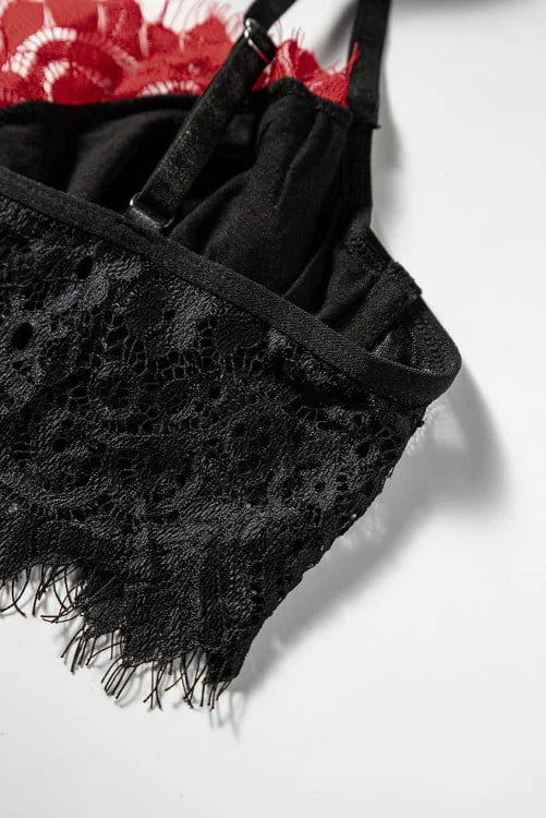 Eyelash Lace Bralette set with Garter Belt