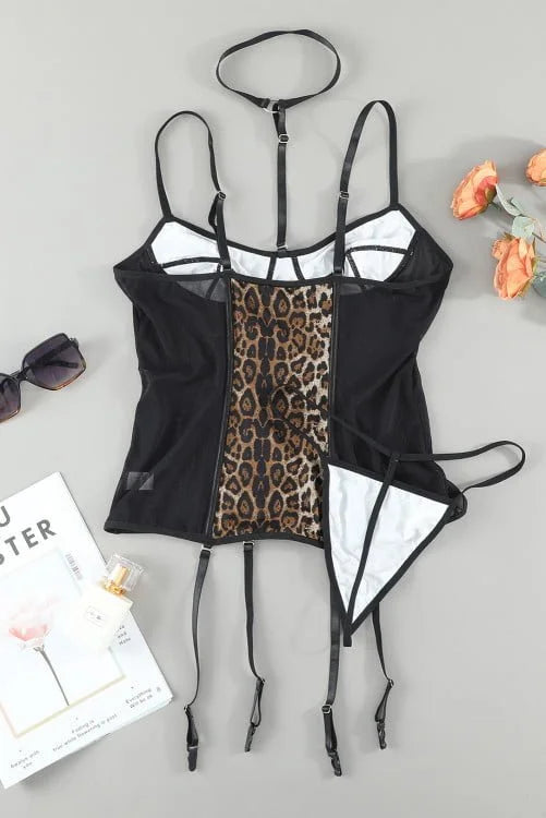 Leopard Splicing Lingerie Set