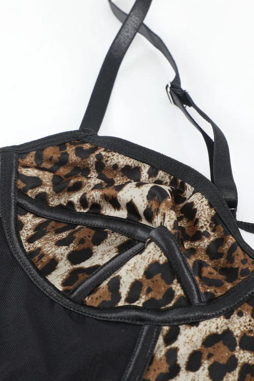 Leopard Splicing Lingerie Set