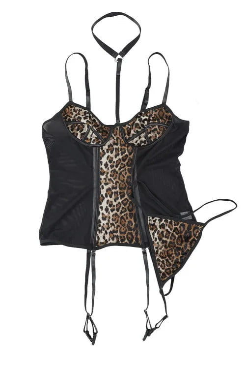 Leopard Splicing Lingerie Set