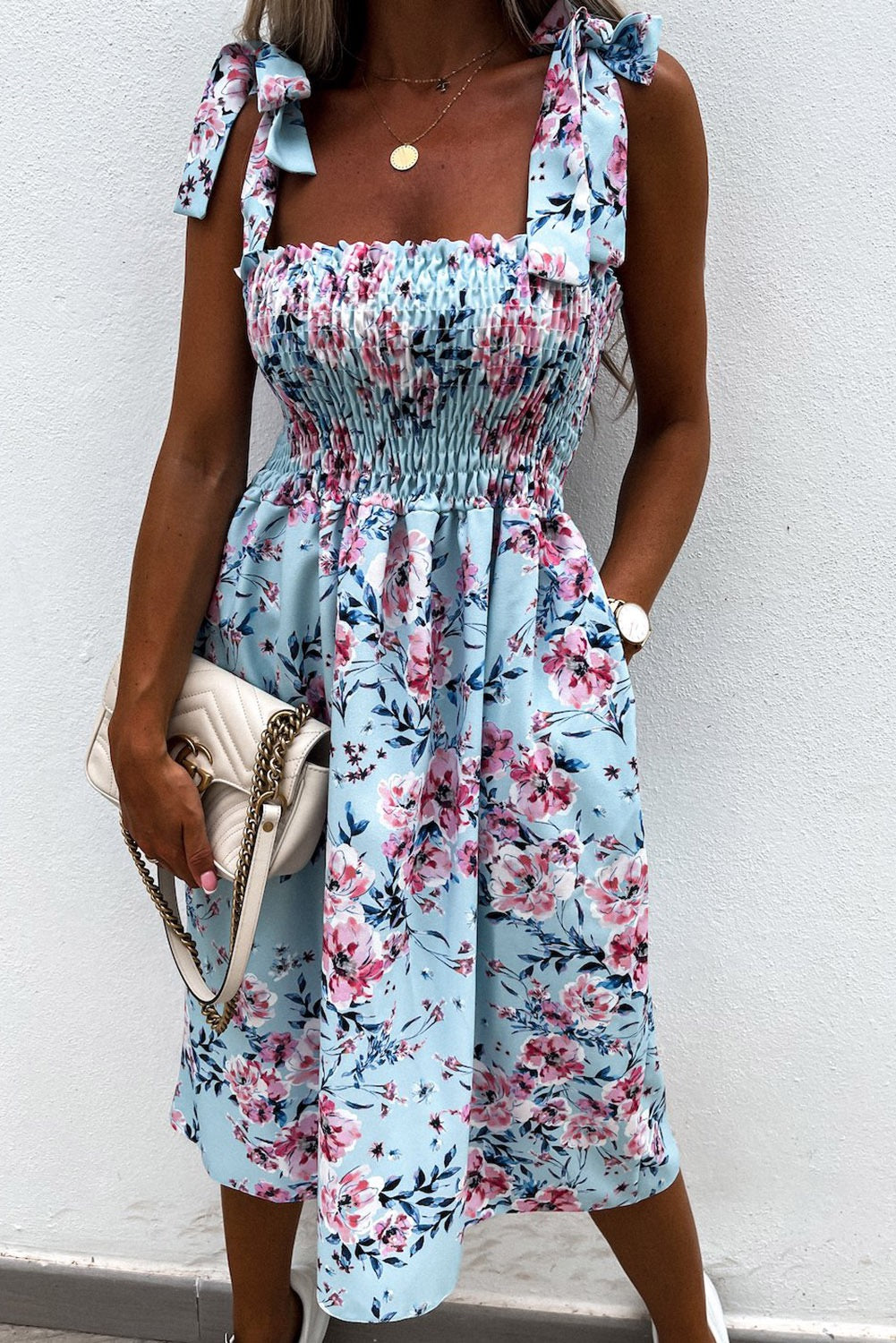 Buy Tie Strap Mini Floral Dress