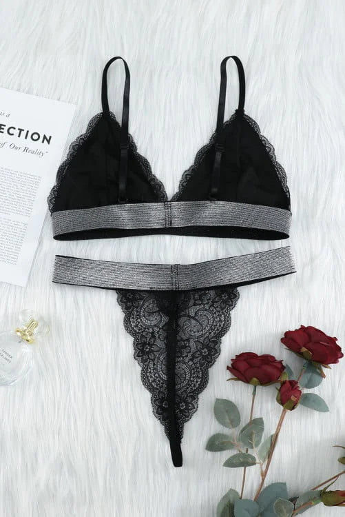 Wide Band Lacy Bra Set