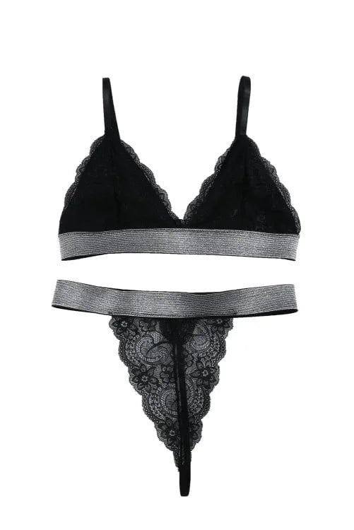 Wide Band Lacy Bra Set