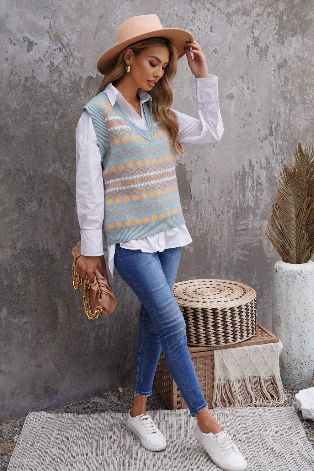 Tribal Print Sweater Vest
