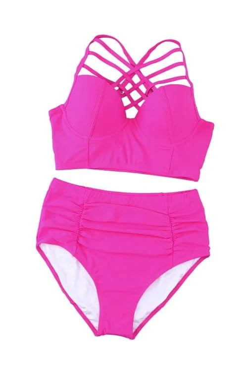 Strappy Neck High Waist Bikini