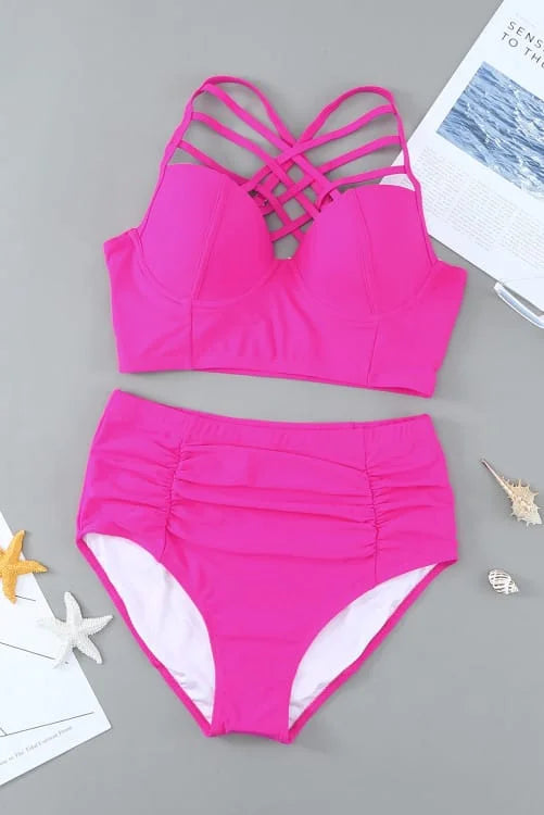 Strappy Neck High Waist Bikini