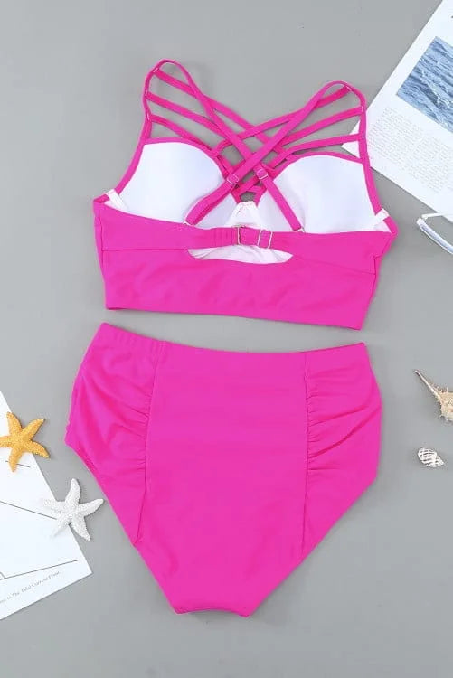 Strappy Neck High Waist Bikini