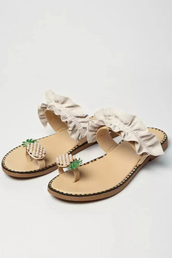 Pineapple Jewelled Toe Ring Sandals