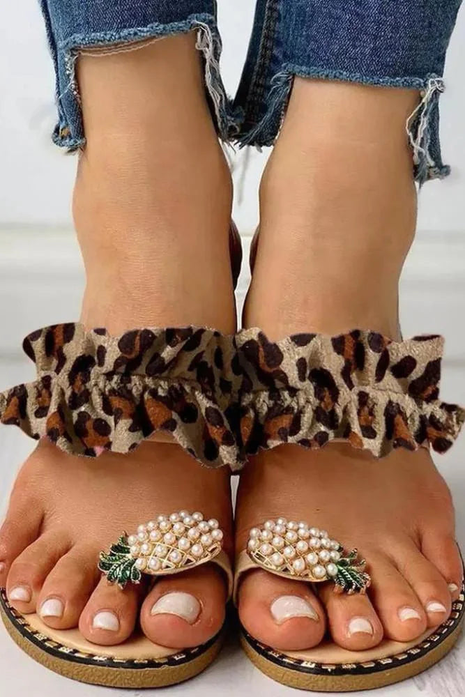 Pineapple Jewelled Toe Ring Sandals