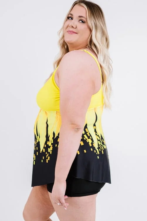 Sunflower Swimdress and Shorts Plus Size Tankini