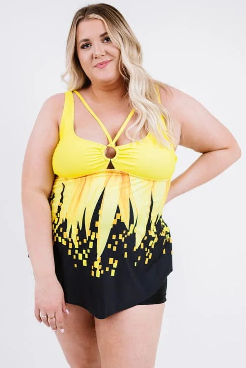 Sunflower Swimdress and Shorts Plus Size Tankini