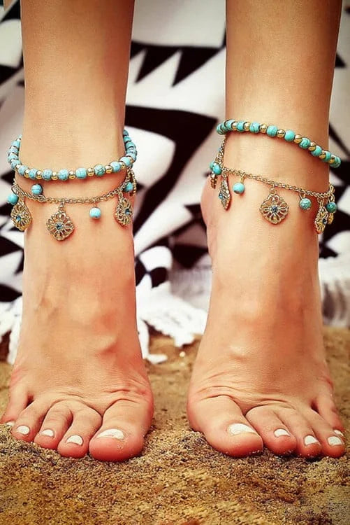 Vintage Beading Laye Anklet Set