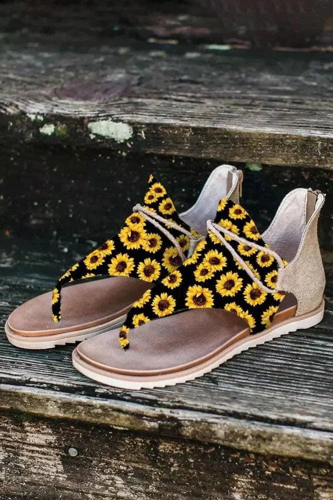 Sunflower Zipper Sandals