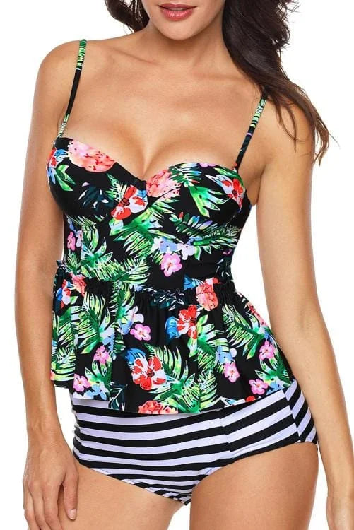 Plus Size Flounce Tankini Set