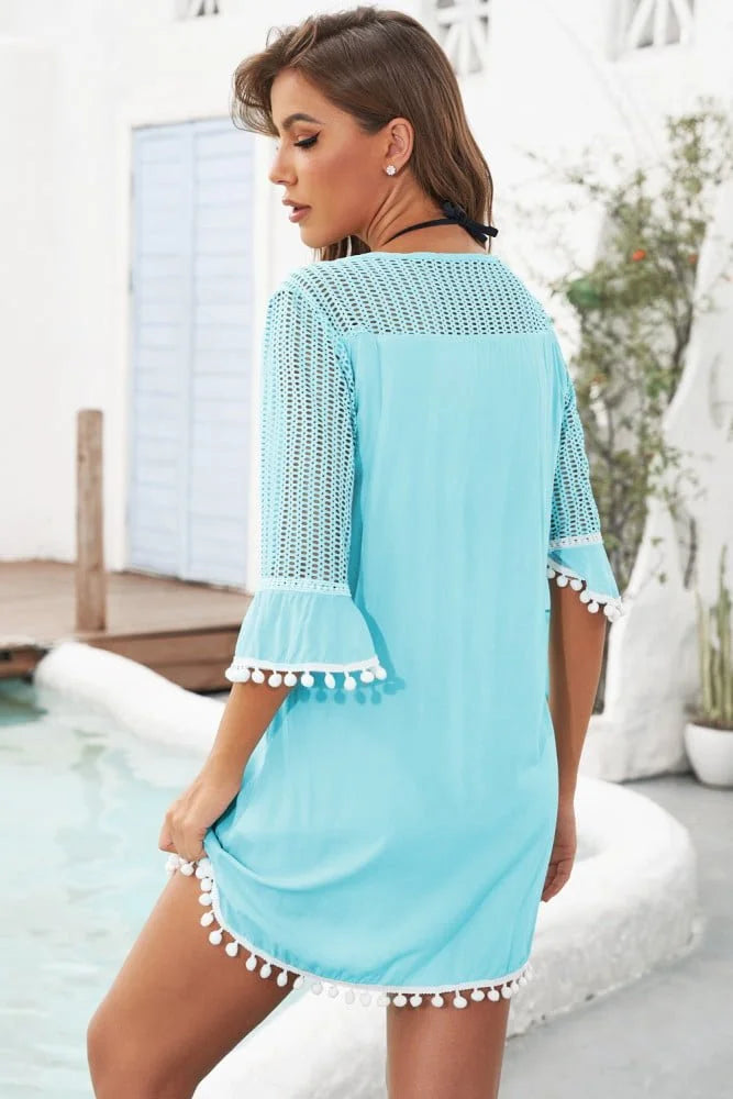 Pom Pom Trim Beach Coverup