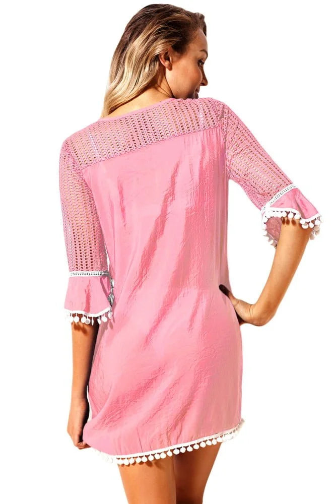 Pom Pom Trim Beach Coverup