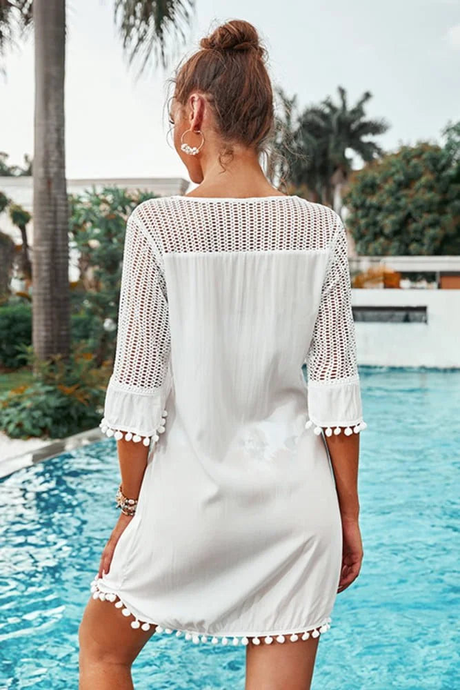Pom Pom Trim Beach Coverup