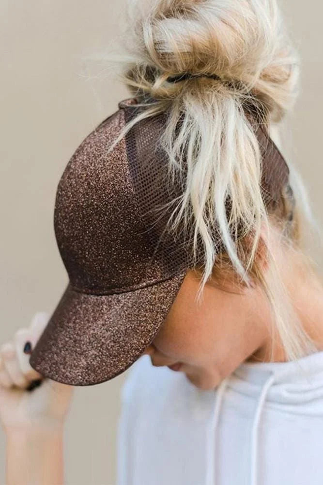 Glittery Ponytail Cap