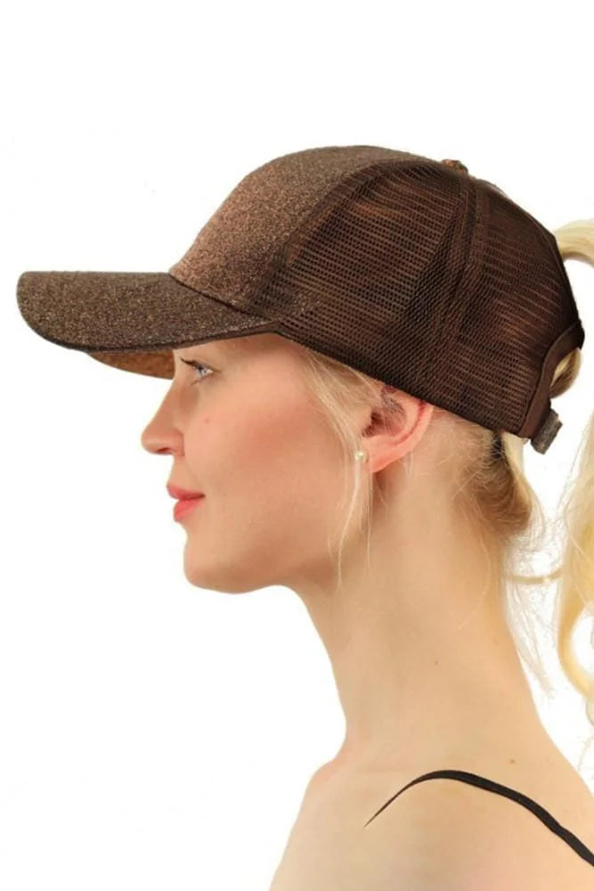 Glittery Ponytail Cap