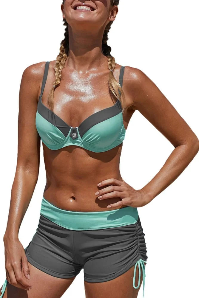 Bicolour Patchwork Underwi Bikini Set