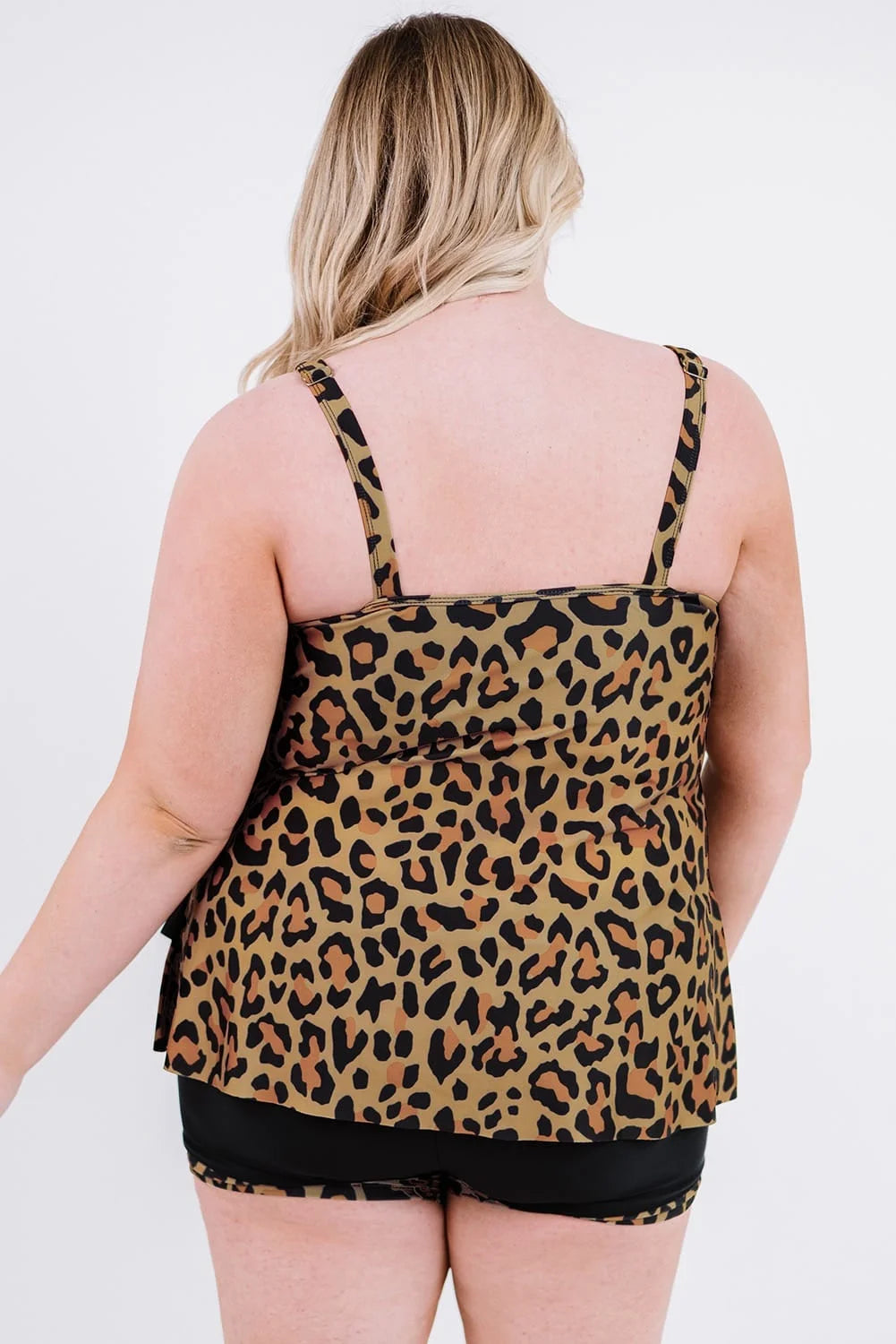 Leopard Splicing Plus Size Shorts Set