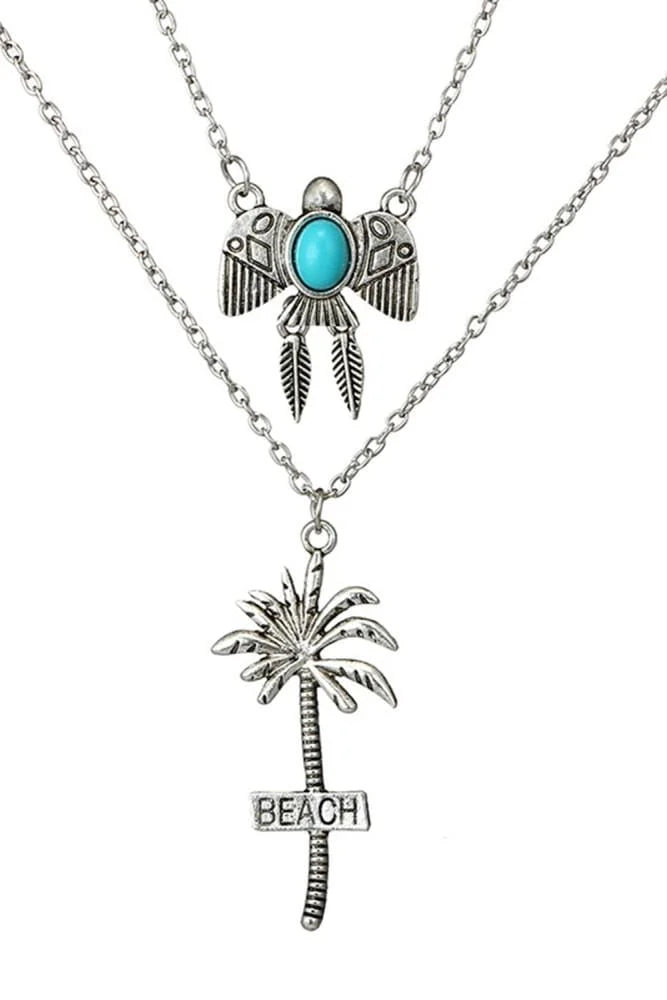 Beach Coconut Tree Thunderbird Multilaye Necklace