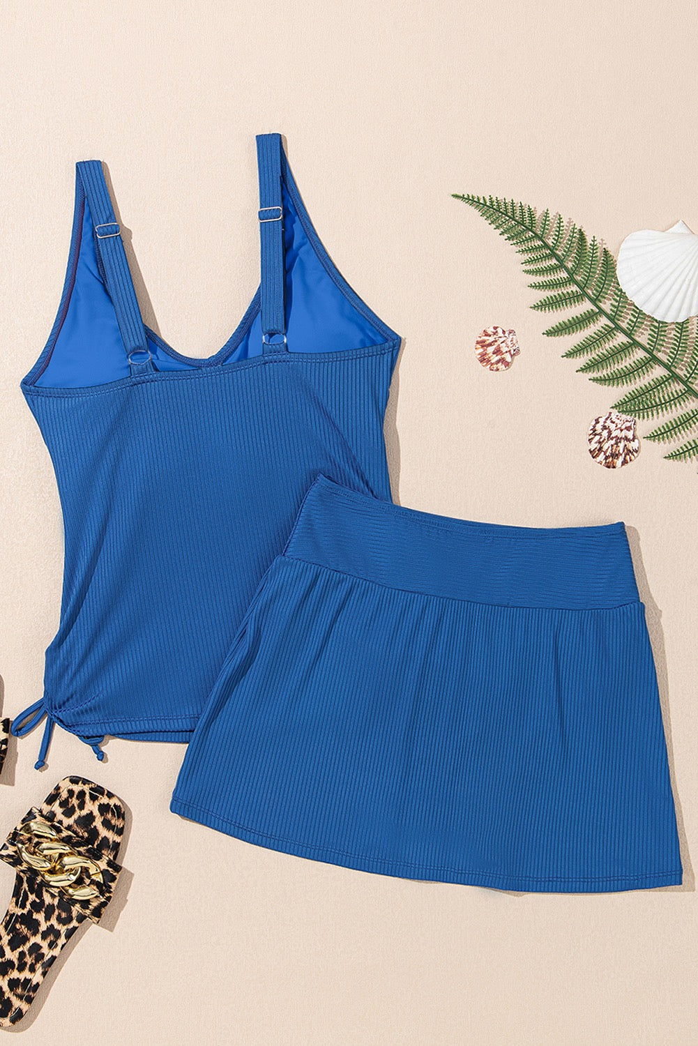 Ribbed Knit Tank Skort Swimsuit